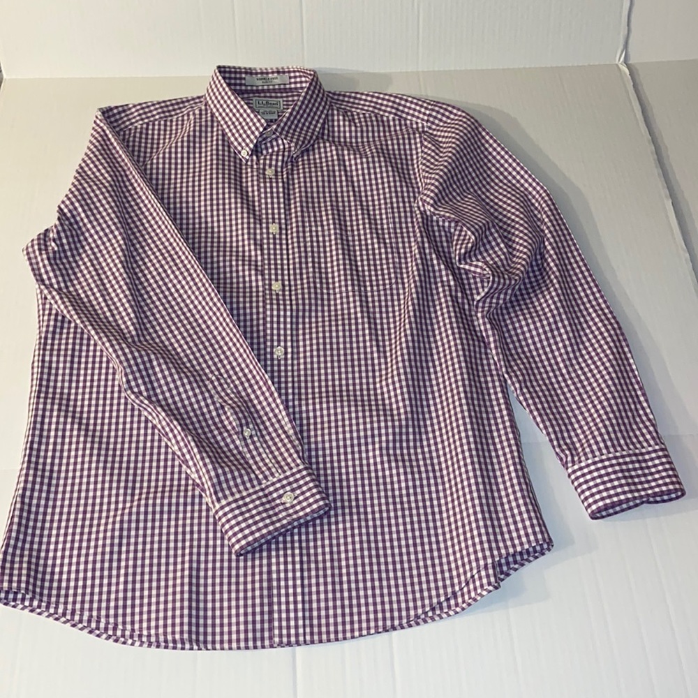 L. L. Bean Men’s Long Sleeve Purple And White Size 16.5 - 35 Button Down Shirt